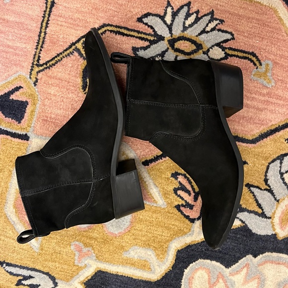 Dolce Vita suede booties 9.5 pointed toe stacked heel inner zip - Picture 7 of 10